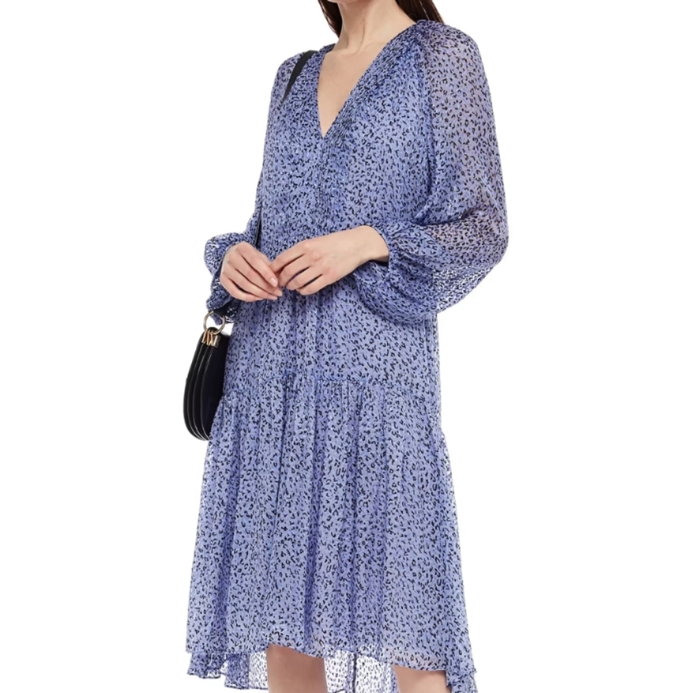 Joie Harlie gathered leopard-print fil coupé chiffon midi dress